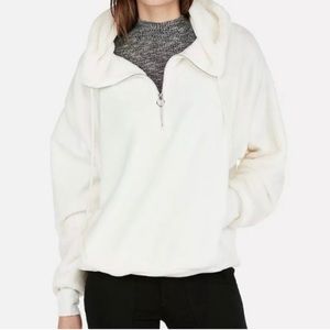 Express Oversized Plush Velour 1/2 Zip Hoodie XXS